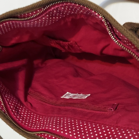 American Eagle Outfitters pink and white polka-dot, brown  tote bag - Picture 4 of 7